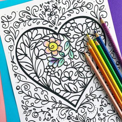 Floral Heart Coloring Page