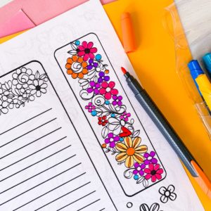 Floral Bookmark and Reading Log Set