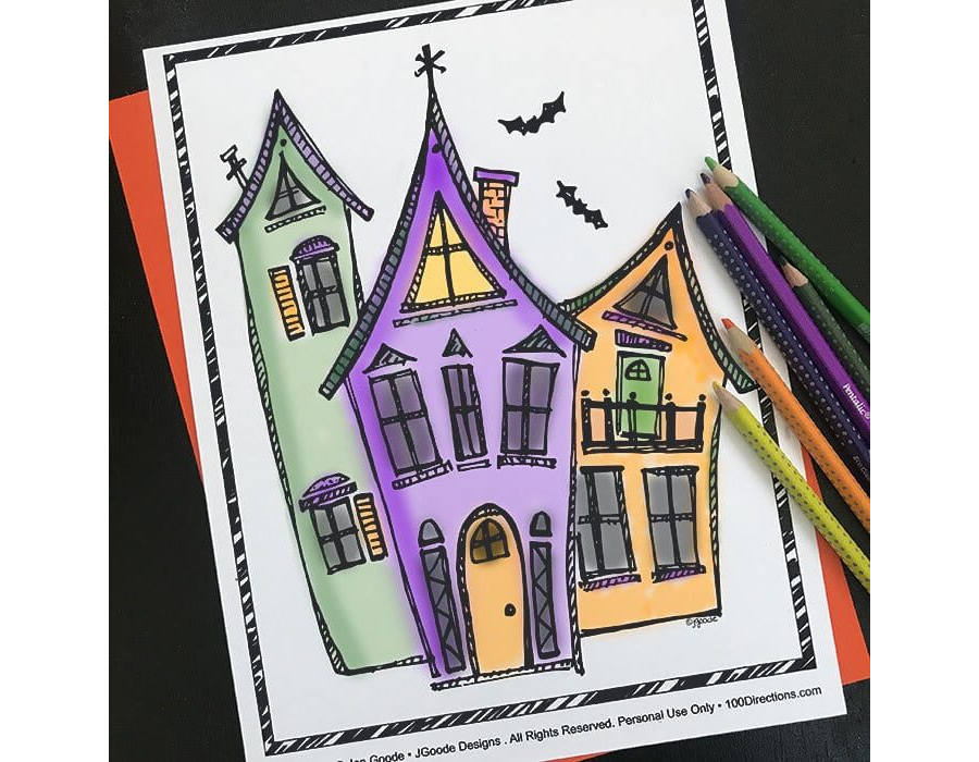 Halloween Town Coloring Page