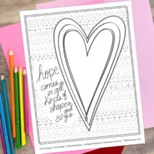 Heart and Hope Quote coloring page