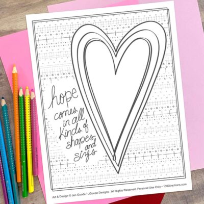 Heart and Hope Quote coloring page
