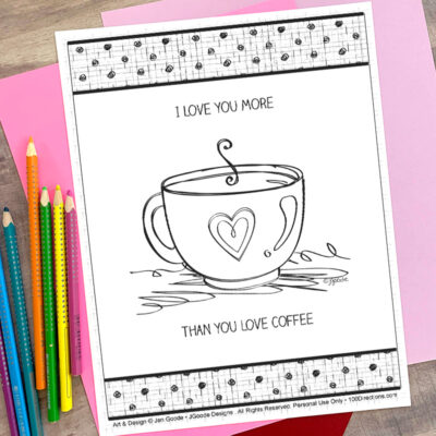 I love you more than coffee coloring page