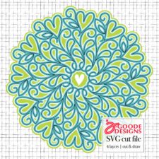 Pretty Heart and Flourish Mandala SVG cut file
