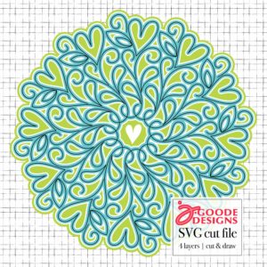 Pretty Heart and Flourish Mandala SVG cut file