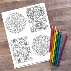 Set of 4 Mini Floral Coloring Pages