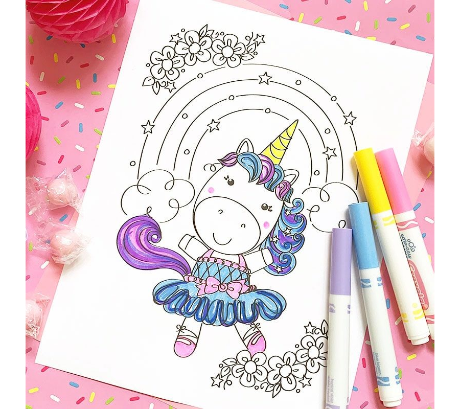 Cute unicorn coloring page